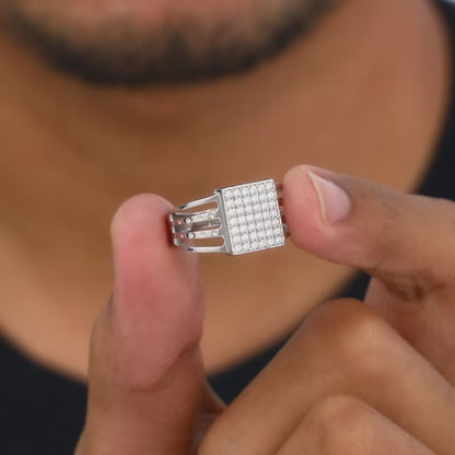 Silver Cluster Ring For Him