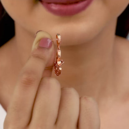 Rose Gold Red Eyebright Dangler Earrings