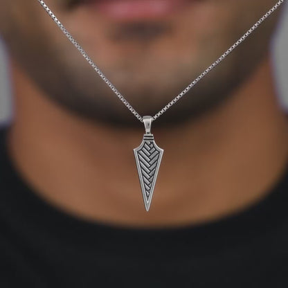 Oxidised Silver Arrow Pendant With Link Chain