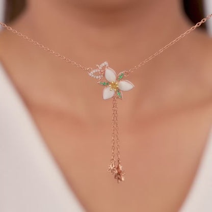 Rose Gold Persistent Trillium Lariat Necklace