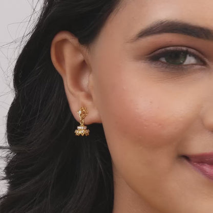 Golden Mystic Floral Jhumki Earrings