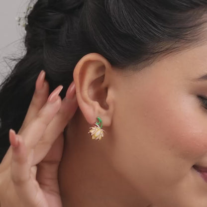 Rose Gold Brilliant Brahma Kamal Convertible Earrings