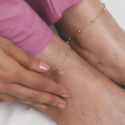 Rose Gold Frozen Charm Anklet