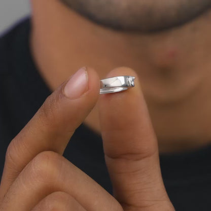 Silver Fibonacci Flow Ring For Him