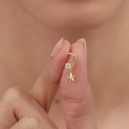 Golden Moon-Star earrings