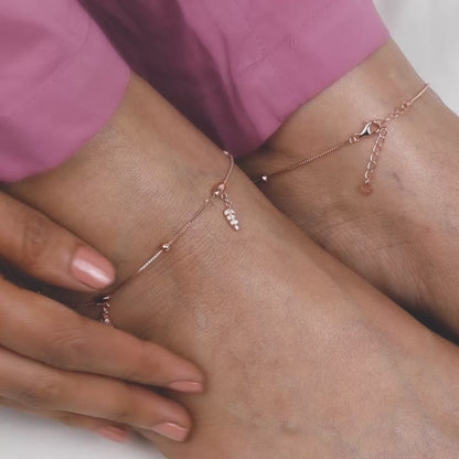 Rose Gold Delicate Leaf Anklet