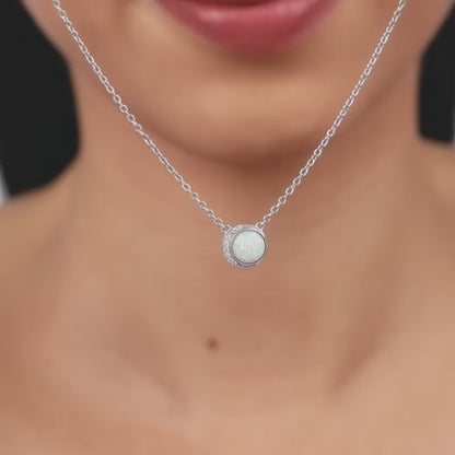 Silver Opal Moon Necklace