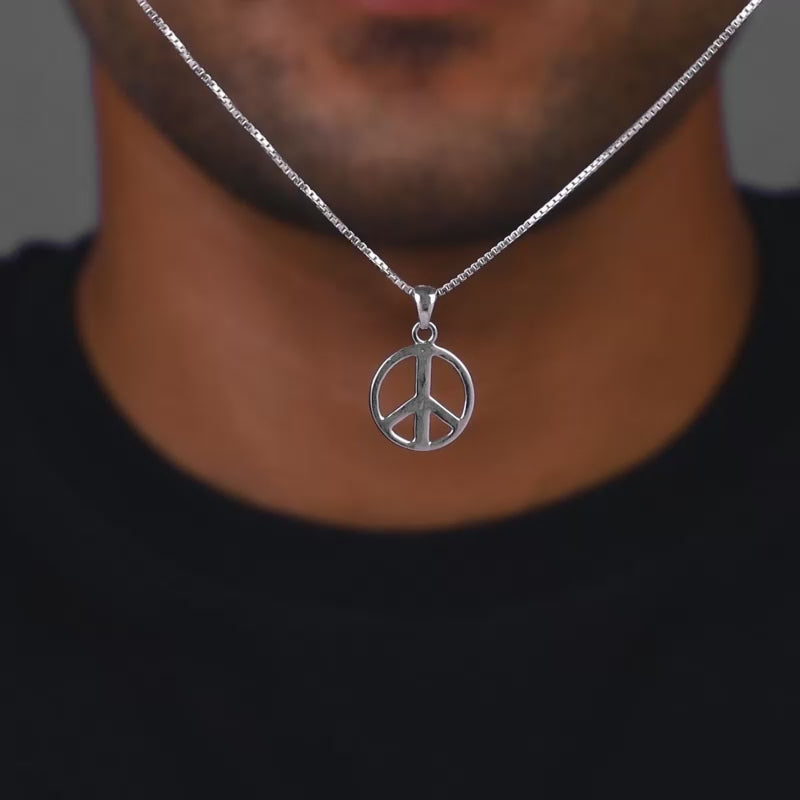 Peace Necklace, 2024 People Necklace, Silver Peace Sign