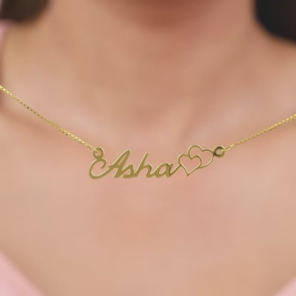 Golden Personalised Dual Heart Necklace