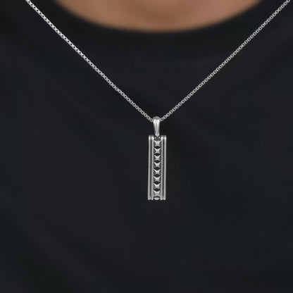 Oxidised Silver Resourceful Pendant With Box Chain For Him