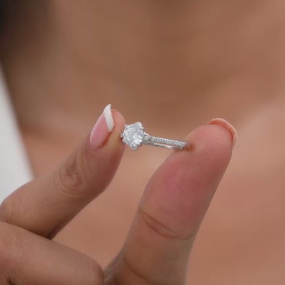 Silver Zircon Arabesque Ring