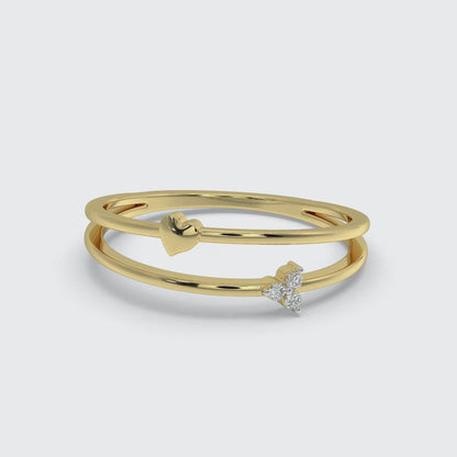 Gold Trinity Heart Diamond Ring