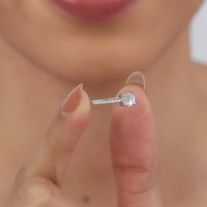 Silver Sparkling Moonstone Ring