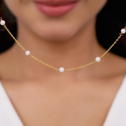 Golden Delicate Pearl Necklace