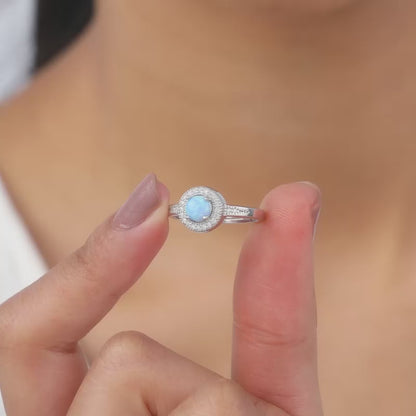 Silver Circular Opal Ring