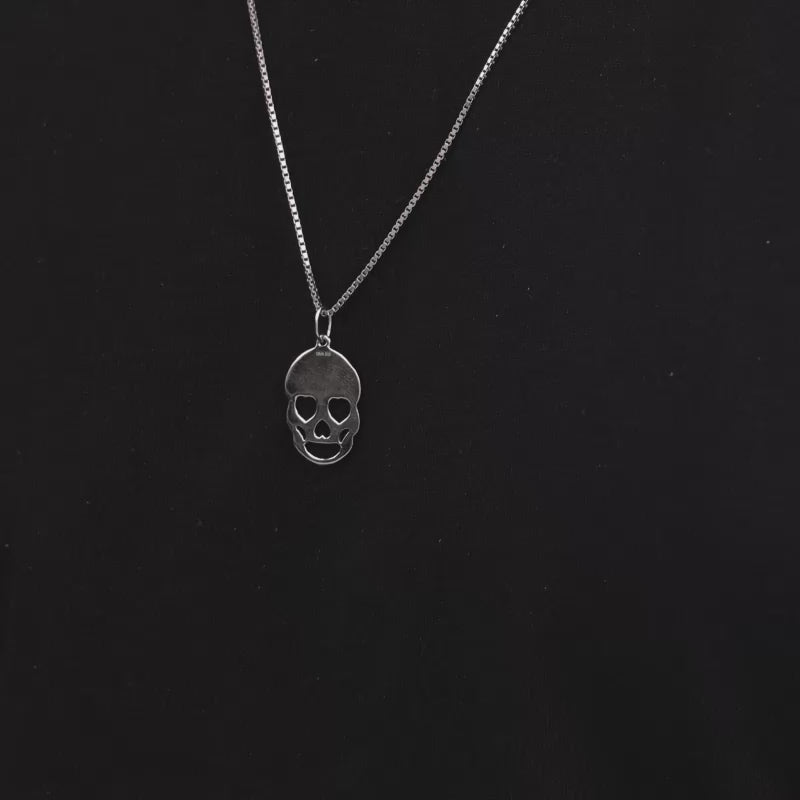 Leather string necklace with black skull Swarovski® crystal