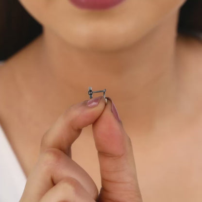 Oxidised Silver Flower Blossom Nose Pin