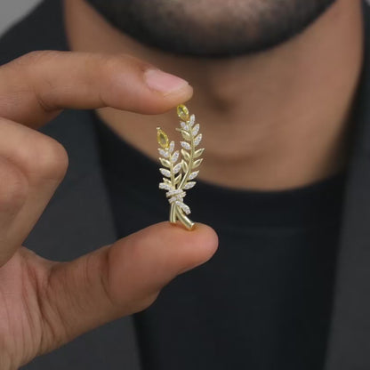 Golden Leafy Moment Brooch For Him