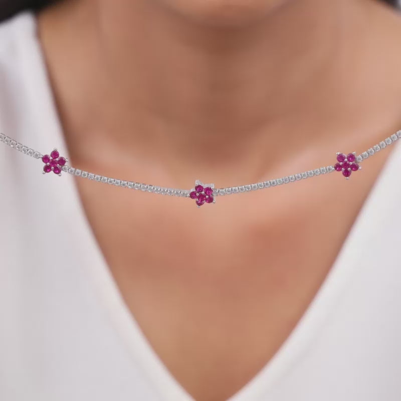14k Gold & Diamond Flower Necklace – Sabrina Design