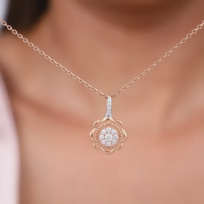 Rose Gold Floweret Diamond Pendant