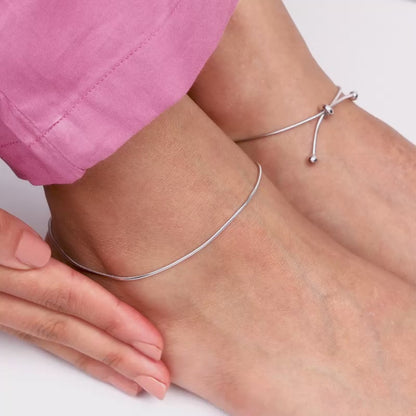 Silver Classic Slider Anklet