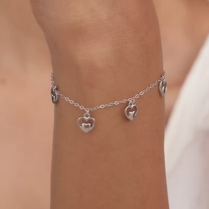 Silver Small Heart Charm Bracelet