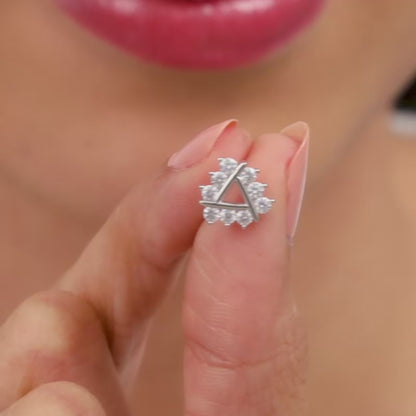 Silver Sparkly Triangle Earrings