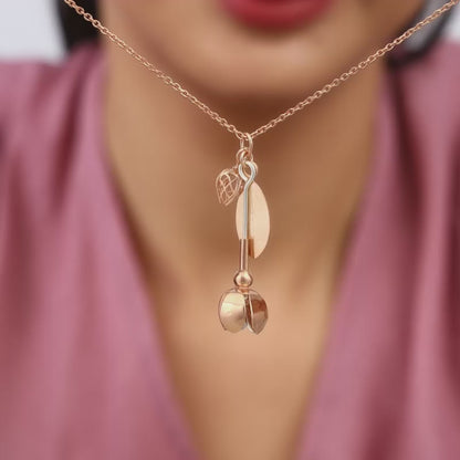 Silver And Rose Gold Brahma Kamal Convertible Pendant With Link Chain