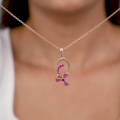 Rose Gold Pink Musli Spin Pendant With Link Chain