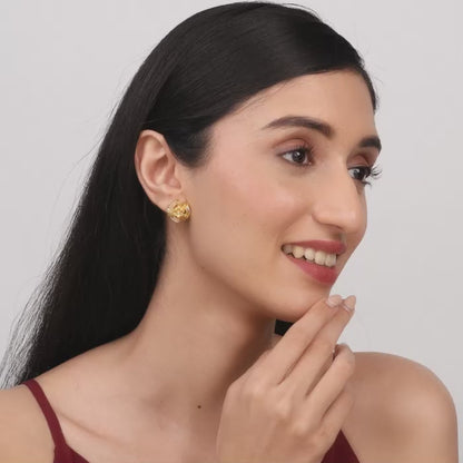 Anushka Sharma Golden Bewitching Beauty Stud Earrings