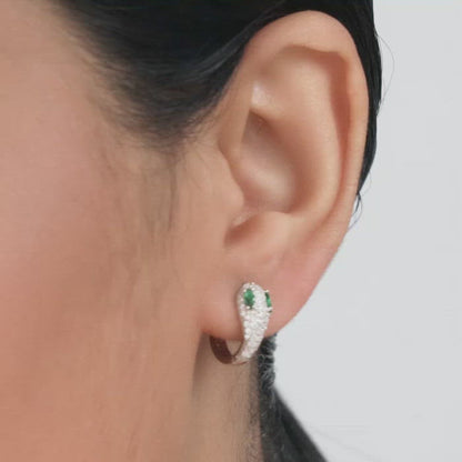 Silver Green-Eyed Serpentine Earrings