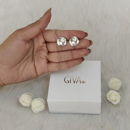 Silver Flower Blossom Stud Earrings