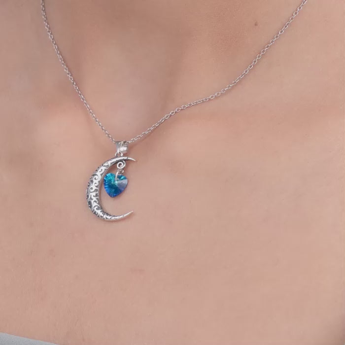Buy Oxidised Silver Moon Heart Pendant with Link Chain at Best Price GIVA Jewellery
