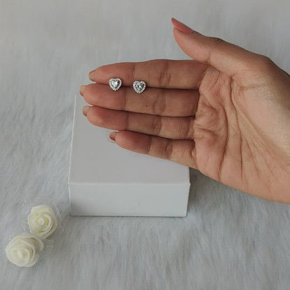 Silver Shimmer Heart Stud Earrings