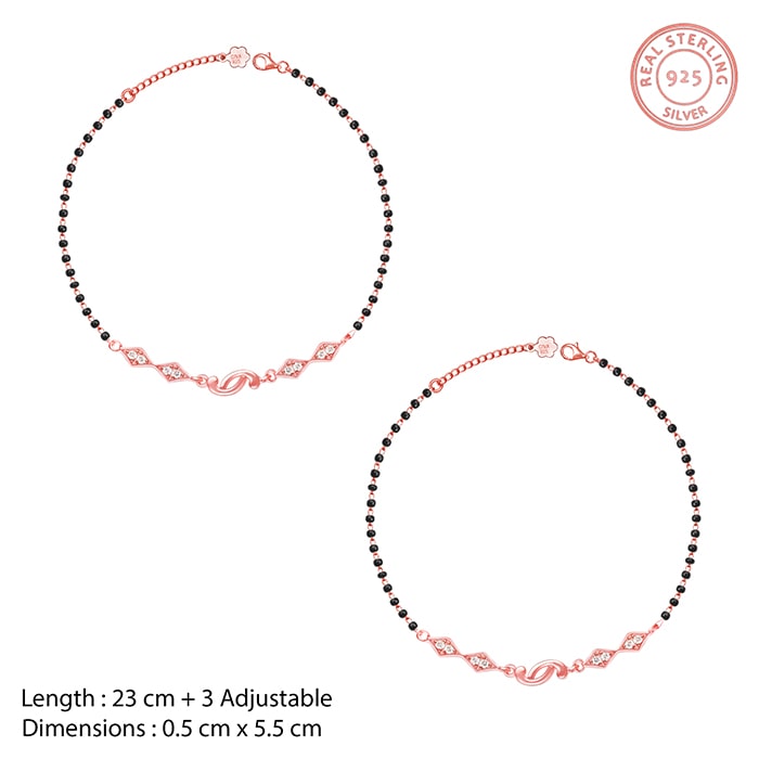 Rose Gold Love Forever Beaded Anklet