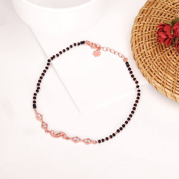 Rose Gold Love Forever Beaded Anklet