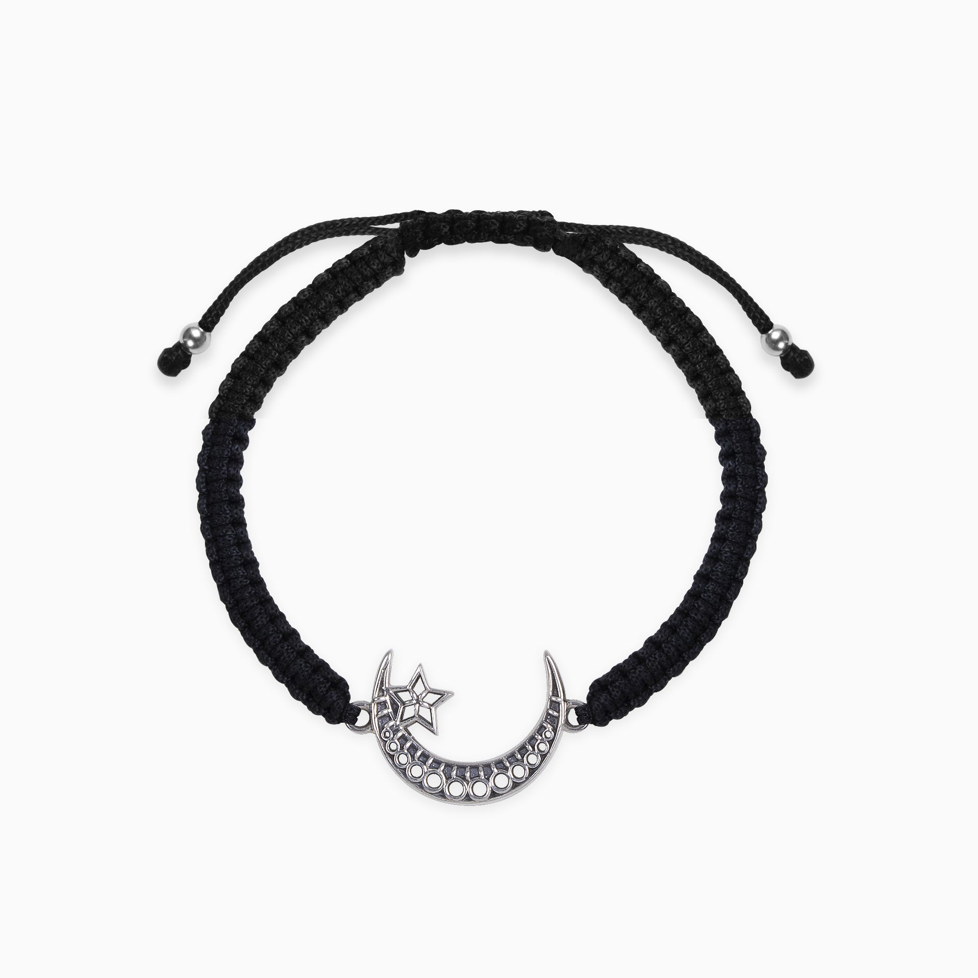 Luna Black Tourmaline Mala Wrap Bracelet with Crescent Moon, Gold or Silver Silver / X-Small - 6.5
