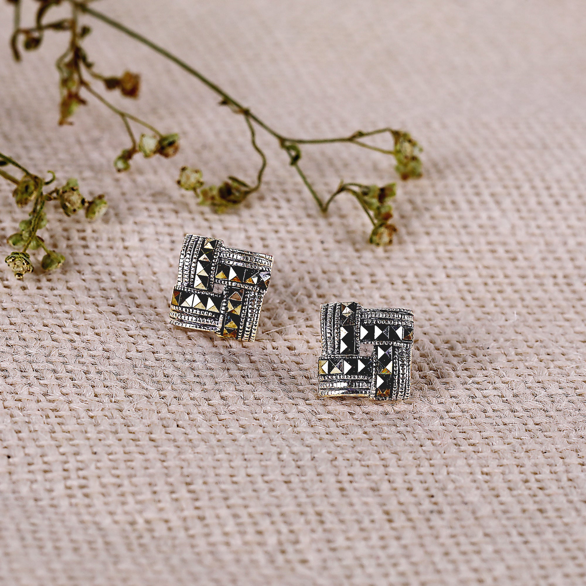 Monogram Sterling Silver Square Stud Earrings – Be Monogrammed