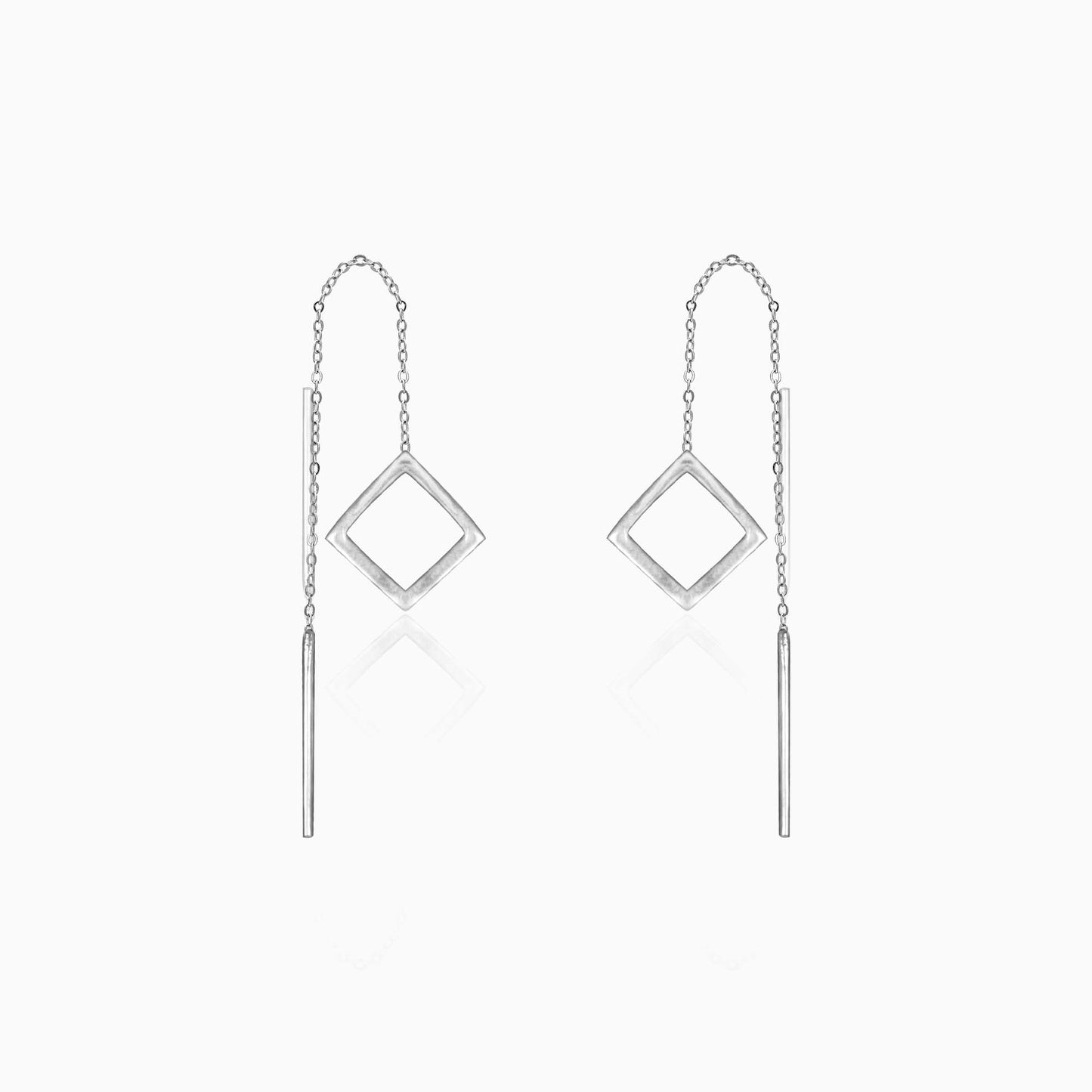 Oxidised Silver Square Danglers