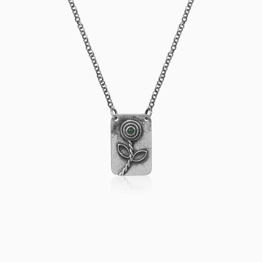 Oxidised Wild-Rose Charm Necklace