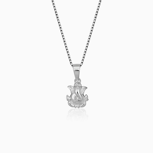 Silver Ganpati Pendant with Box Chain