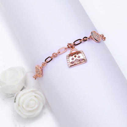 Rose Gold Weave Charm Bracelet