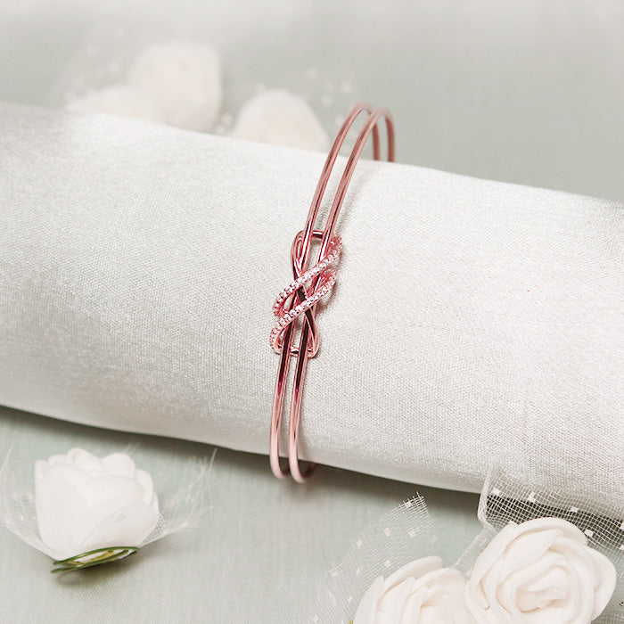 Silver Rose Gold Dual Entangle Bracelet GIVA Jewellery