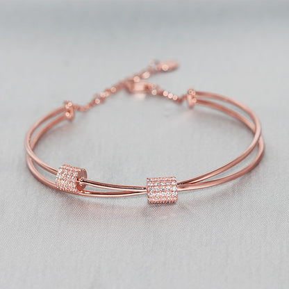 Silver Rose Gold Clover Loop Bracelet-GIVA Jewellery