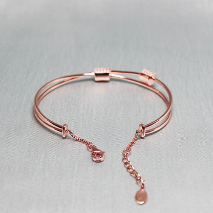 Silver Rose Gold Clover Loop Bracelet-GIVA Jewellery