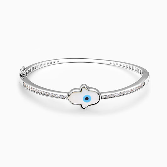 Silver Hamsa Bangle Bracelet