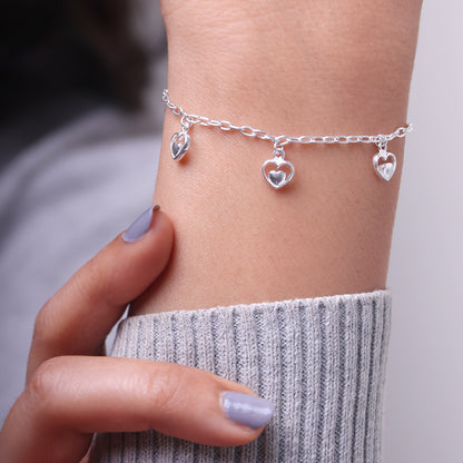 Silver Small Heart Charm Bracelet