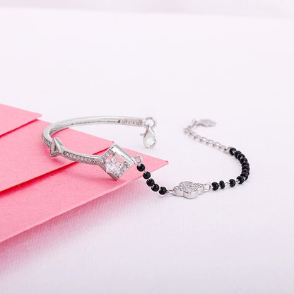 Silver Love My Bae Mangalsutra Bracelet