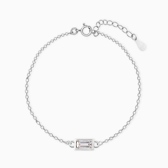 Silver Treasure Box Of Memories Delicate Baguette Bracelet