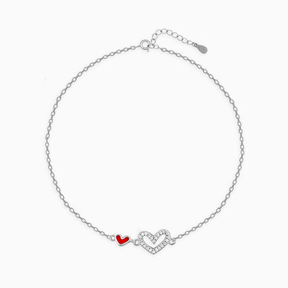 Silver Blushing with Love Heart Bracelet